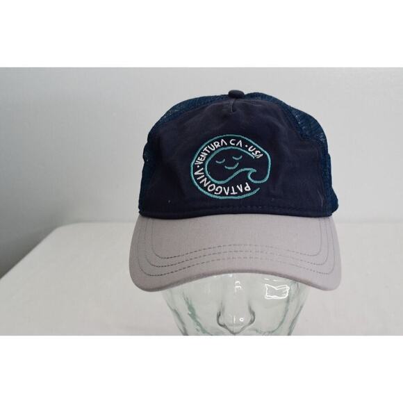 Patagonia Ventura Ca Embroidered Hat Cap Mesh Snapback Dark Blue - Picture 1 of 4